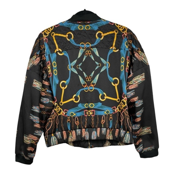 ZARA Chain Print Bomber Jacket L Bloggers' Fave! - Picture 3 of 14